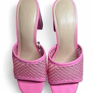 Pink Mesh Fish Scale Wedge Pump Heels - 4 Inch US 9